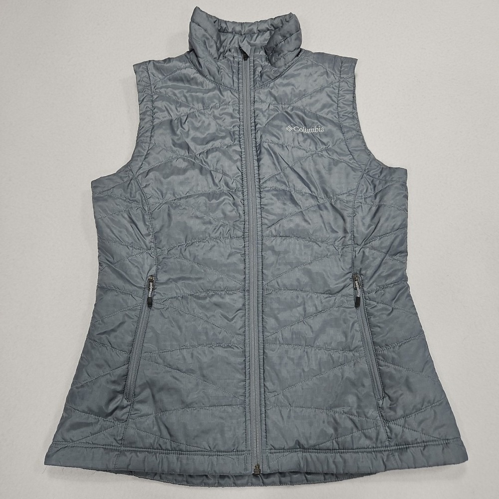 Columbia Mighty Lite III Insulated Vest Omni Heat Women M Gray Full Zip Hiking